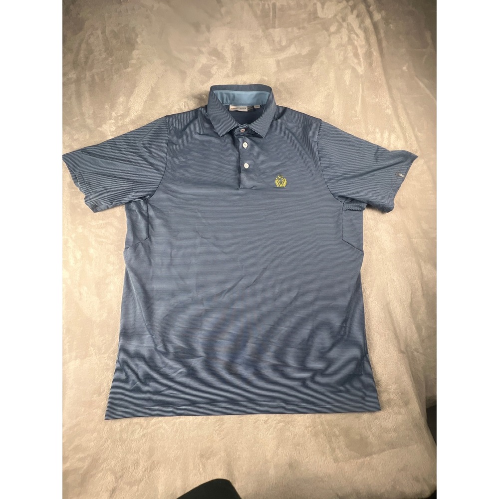 KJUS Mens Blue Striped Sun Valley Golf Polo Shirt Size 52 XL Comfort Fit UPF 50+